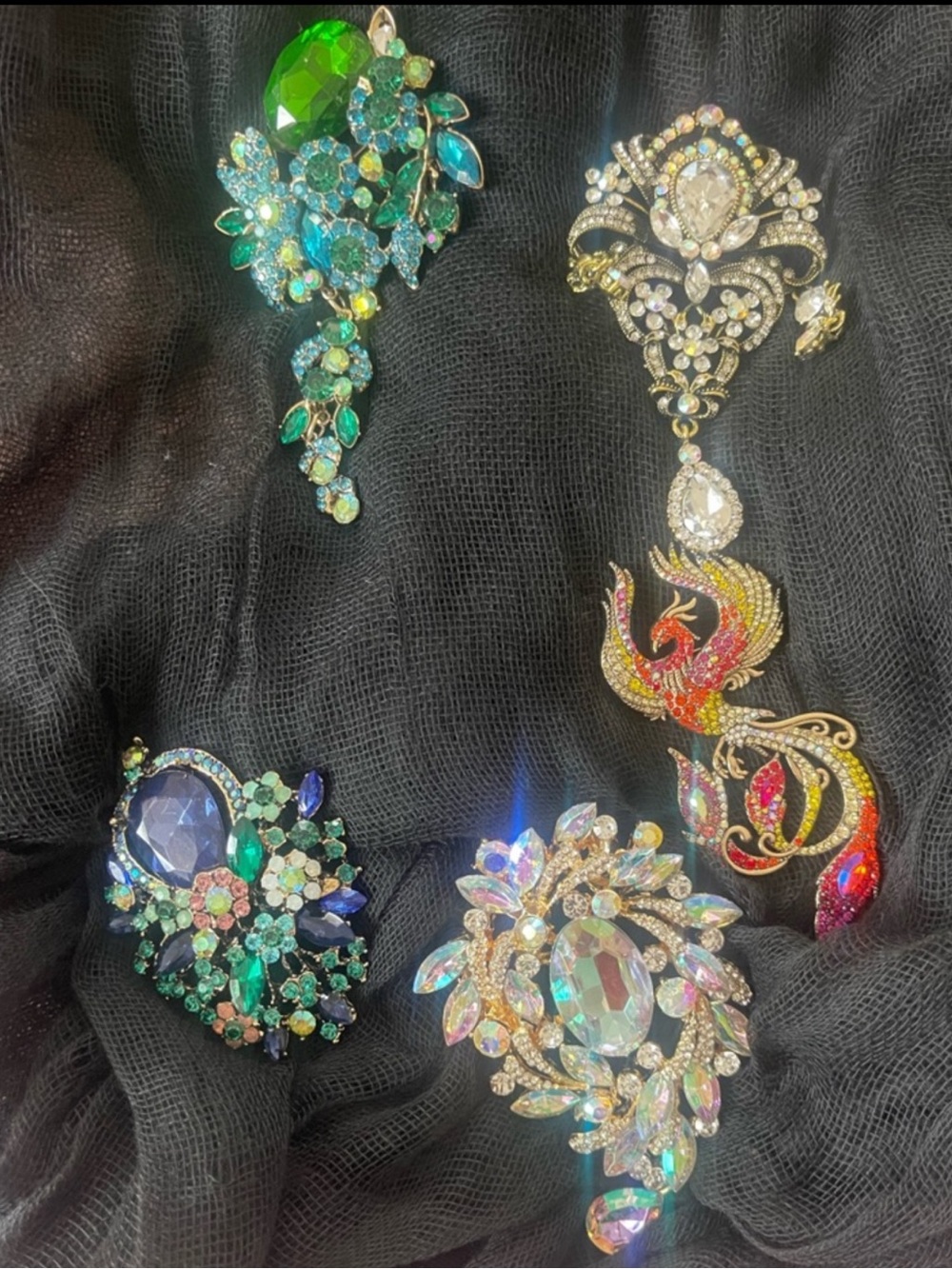 Crystal Aurora Multi-Color Statement Brooch - Women Jewelry